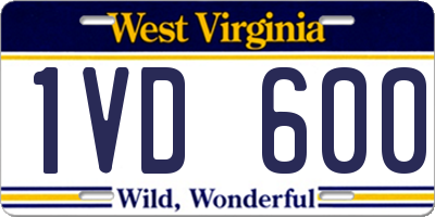 WV license plate 1VD600