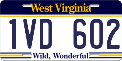 WV license plate 1VD602