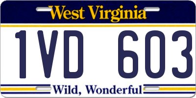 WV license plate 1VD603