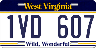 WV license plate 1VD607