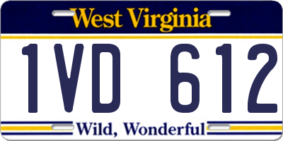WV license plate 1VD612