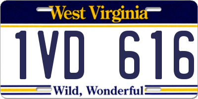 WV license plate 1VD616