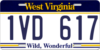 WV license plate 1VD617