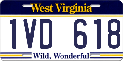 WV license plate 1VD618