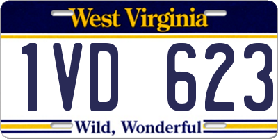 WV license plate 1VD623