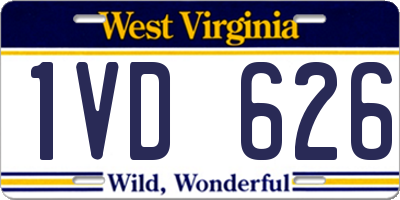 WV license plate 1VD626