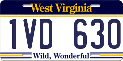 WV license plate 1VD630