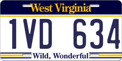 WV license plate 1VD634