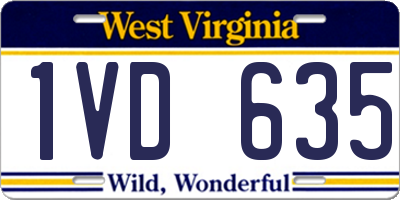 WV license plate 1VD635