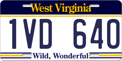 WV license plate 1VD640