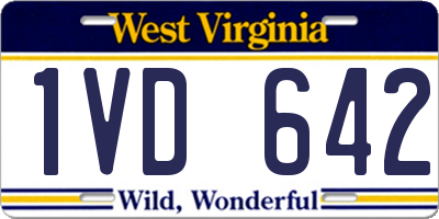 WV license plate 1VD642