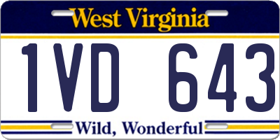 WV license plate 1VD643