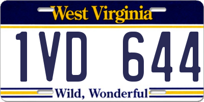 WV license plate 1VD644