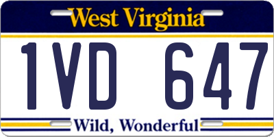 WV license plate 1VD647
