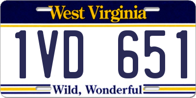 WV license plate 1VD651