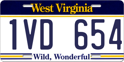 WV license plate 1VD654