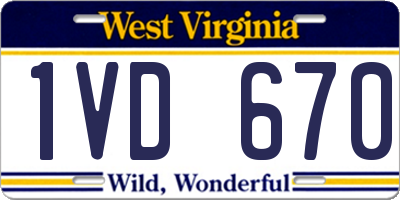 WV license plate 1VD670