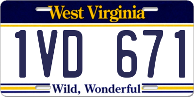 WV license plate 1VD671