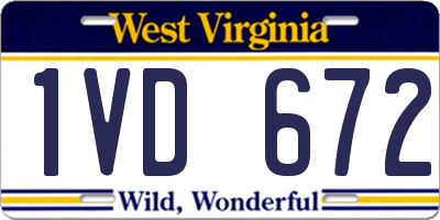 WV license plate 1VD672