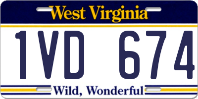 WV license plate 1VD674