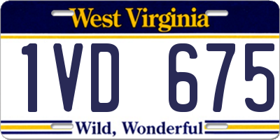 WV license plate 1VD675
