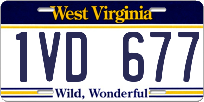 WV license plate 1VD677