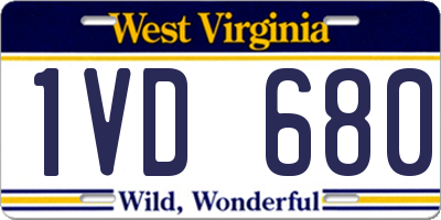 WV license plate 1VD680