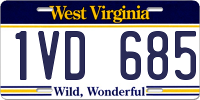 WV license plate 1VD685