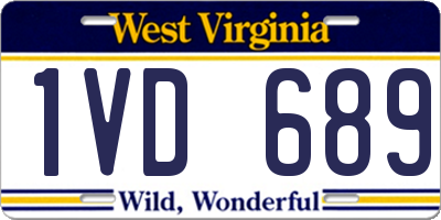 WV license plate 1VD689