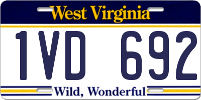 WV license plate 1VD692