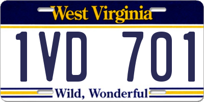 WV license plate 1VD701