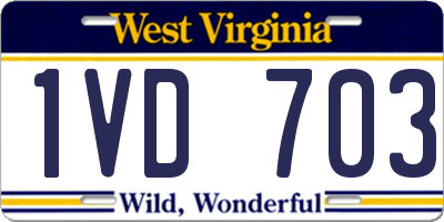WV license plate 1VD703