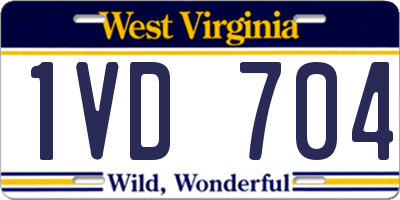 WV license plate 1VD704