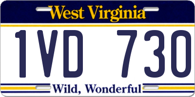 WV license plate 1VD730