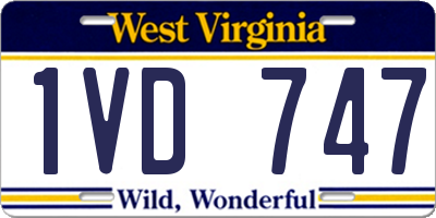 WV license plate 1VD747