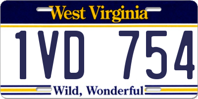 WV license plate 1VD754