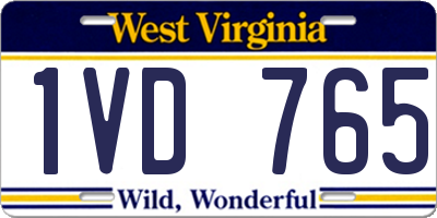 WV license plate 1VD765