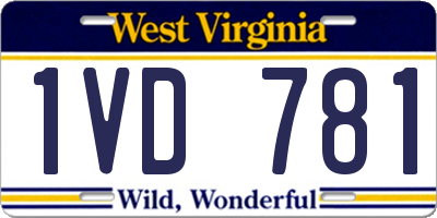 WV license plate 1VD781