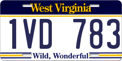 WV license plate 1VD783