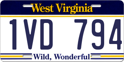 WV license plate 1VD794