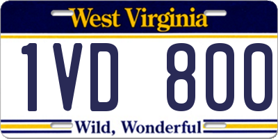 WV license plate 1VD800