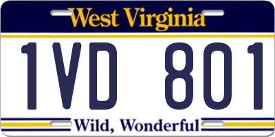 WV license plate 1VD801