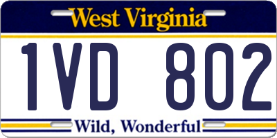 WV license plate 1VD802