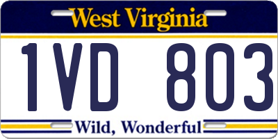 WV license plate 1VD803