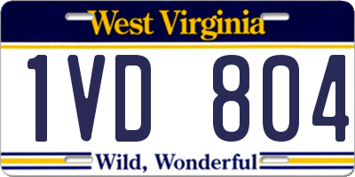 WV license plate 1VD804