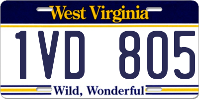 WV license plate 1VD805