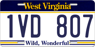 WV license plate 1VD807