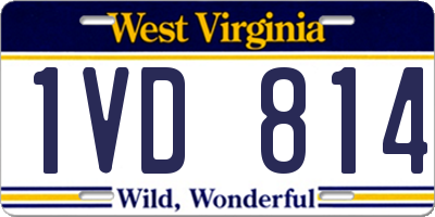 WV license plate 1VD814
