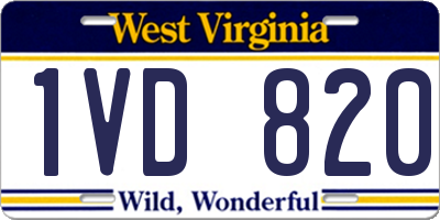 WV license plate 1VD820