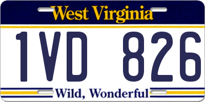 WV license plate 1VD826